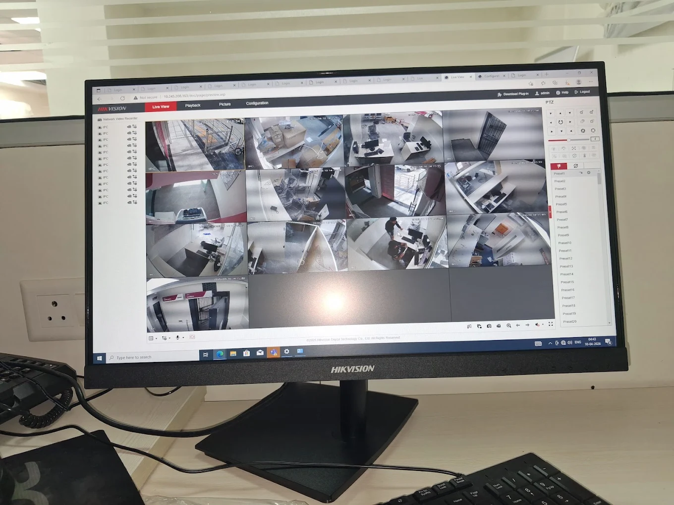 Security camera installation work